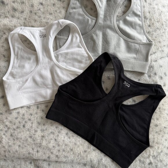 Versatile Girls Sports Bras Bundle Black/White/Grey DSG - Picture 2 of 2